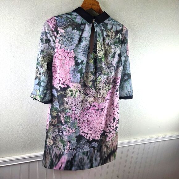 Women's Ted Baker Jacen Floral Print Dress with Beaded Collar Size 3/Medium - Picture 7 of 11